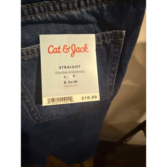 Boys Straight Fit Pull-On Pants Medium Wash 8 Slim Cat & Jack With Drawstring - Picture 3 of 3